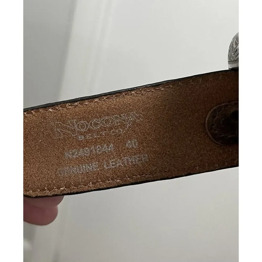 Nocona Mens Brown Ostrich Leather Studded Western Belt Sz 40 N2491844 EUC